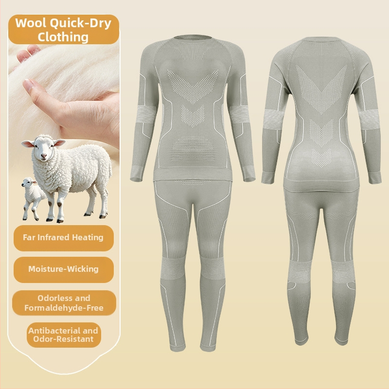 Unisex greitai džiūstantis kombinezonas iš avies vilnos su dryžiu raštu, skirtas lauko žygiams ir slidinėjimui, drėgmės šalinimas, žiemos- pavasario- rudens sezonams
