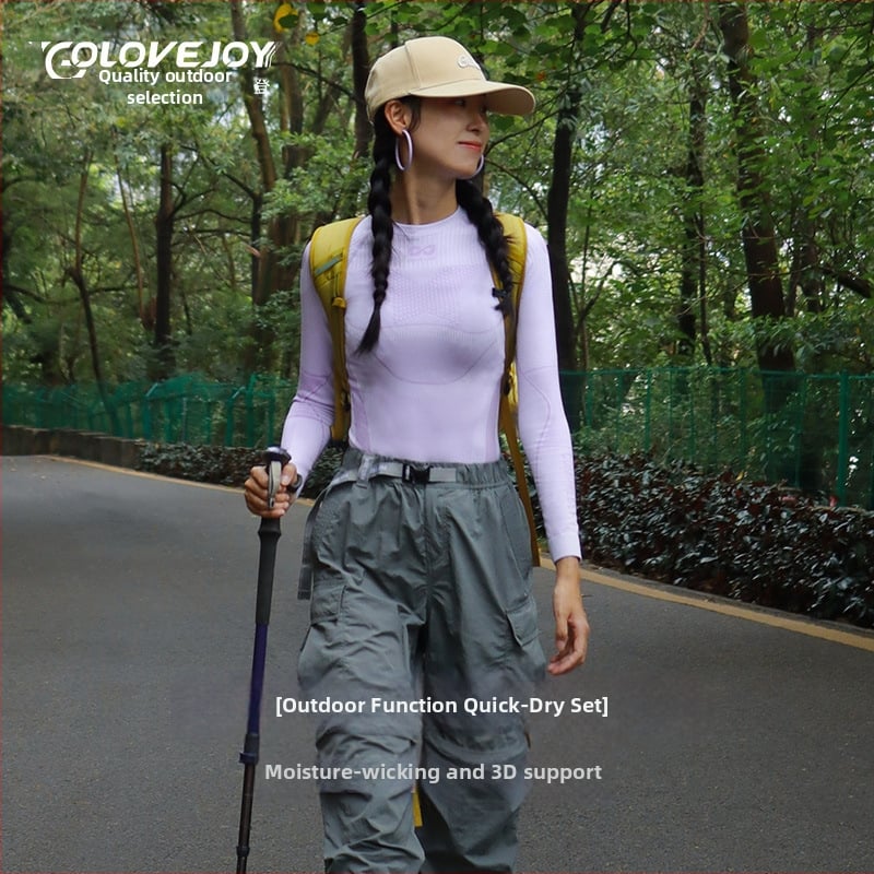 Unisex greitai džiūvantis lauko komplektas – nailono/elastano audinys, dryžių raštas, žiemai, pavasariui ir rudeniui; tinka bėgimui, važiavimui dviračiu, žygiams ir slidinėjimui