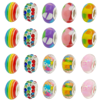 DIY gyerekeknek karkötőgyöngy készlet, elektroplattolt felületű vegyes anyagú gyöngyökkel és rajzfilmfigurás charmokkal