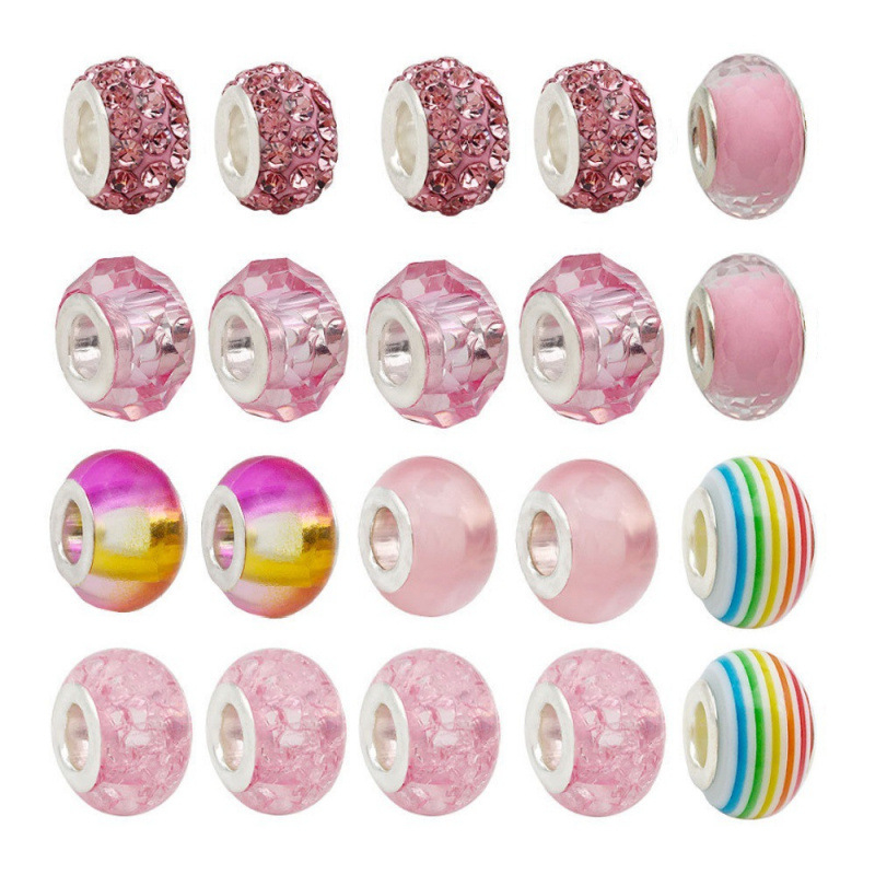 DIY gyerekeknek karkötőgyöngy készlet, elektroplattolt felületű vegyes anyagú gyöngyökkel és rajzfilmfigurás charmokkal