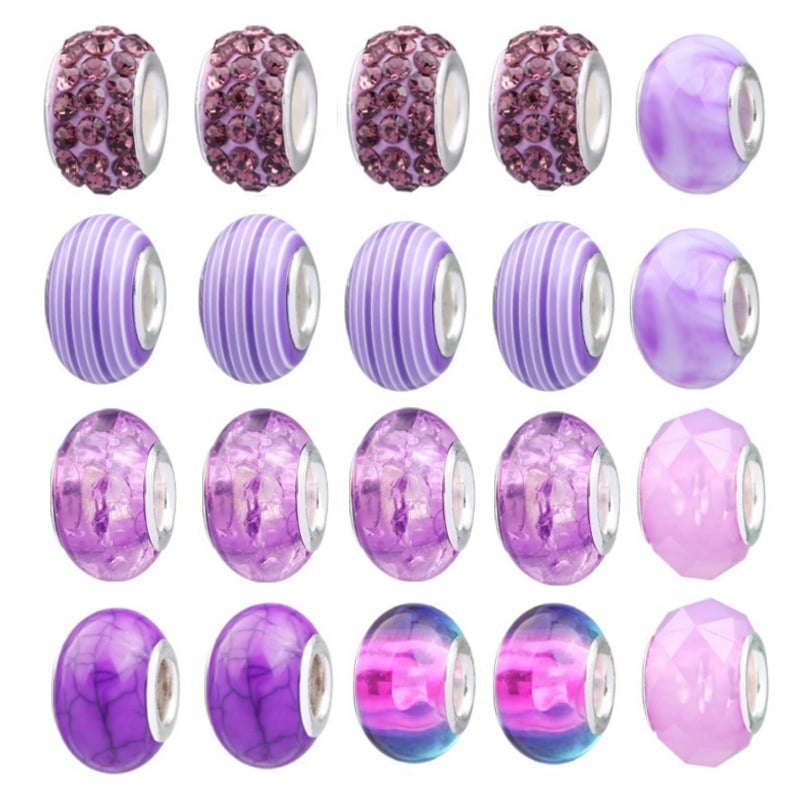 DIY gyerekeknek karkötőgyöngy készlet, elektroplattolt felületű vegyes anyagú gyöngyökkel és rajzfilmfigurás charmokkal