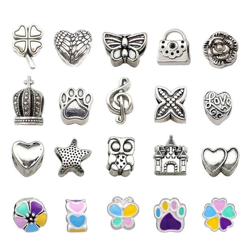 DIY gyerekeknek karkötőgyöngy készlet, elektroplattolt felületű vegyes anyagú gyöngyökkel és rajzfilmfigurás charmokkal