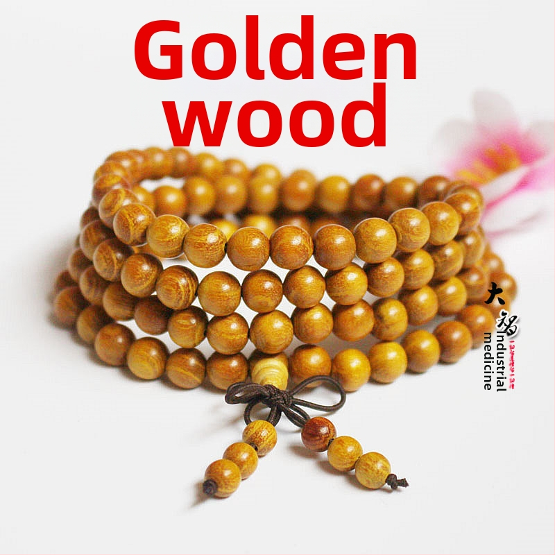 108 gyöngyös fa karkötő, kör alakú gyöngyök, klasszikus stílus, polírozott felület