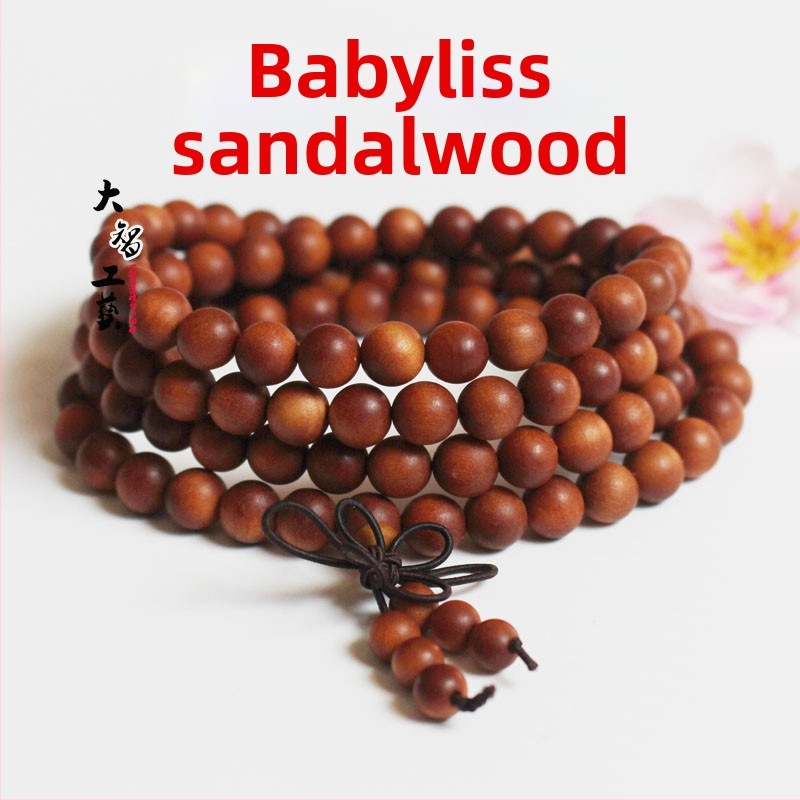 108 gyöngyös fa karkötő, kör alakú gyöngyök, klasszikus stílus, polírozott felület