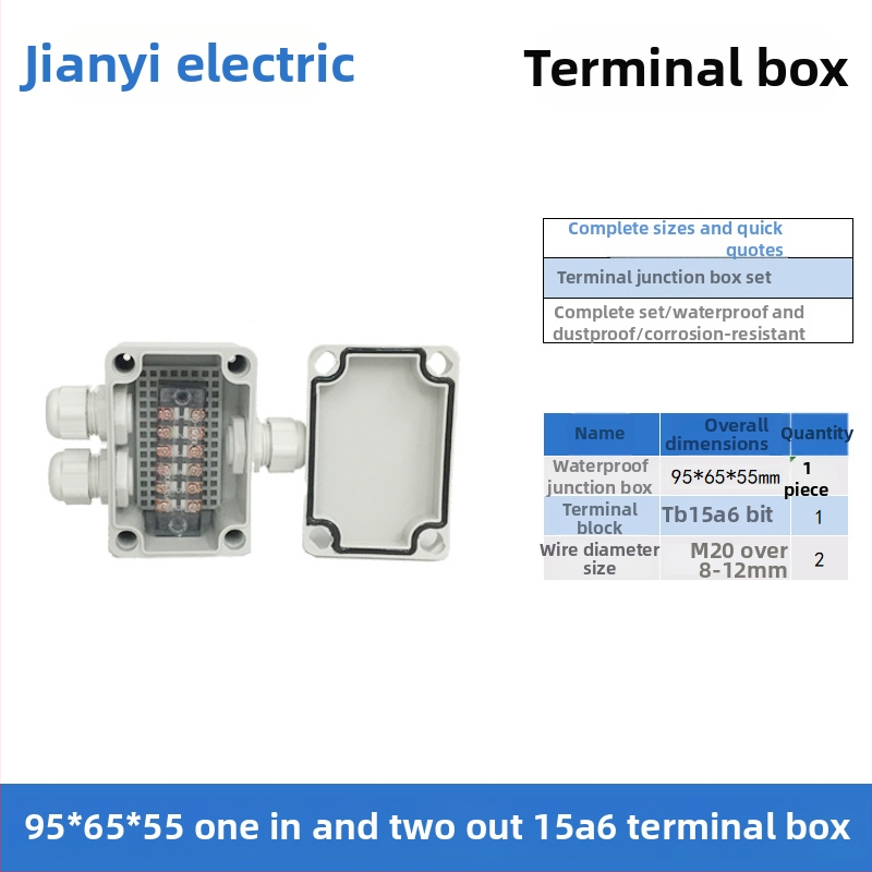Plastikust välistingimustes kasutatav veekindel ühenduskast terminaliga, kabelite läbiviimiseks, montaaži kinnitustega, ABS