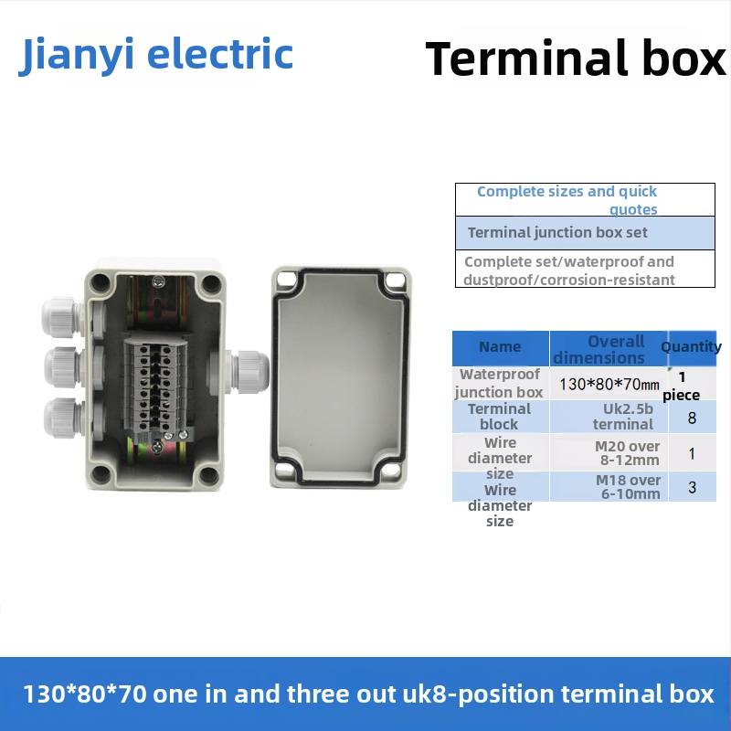 Plastikust välistingimustes kasutatav veekindel ühenduskast terminaliga, kabelite läbiviimiseks, montaaži kinnitustega, ABS