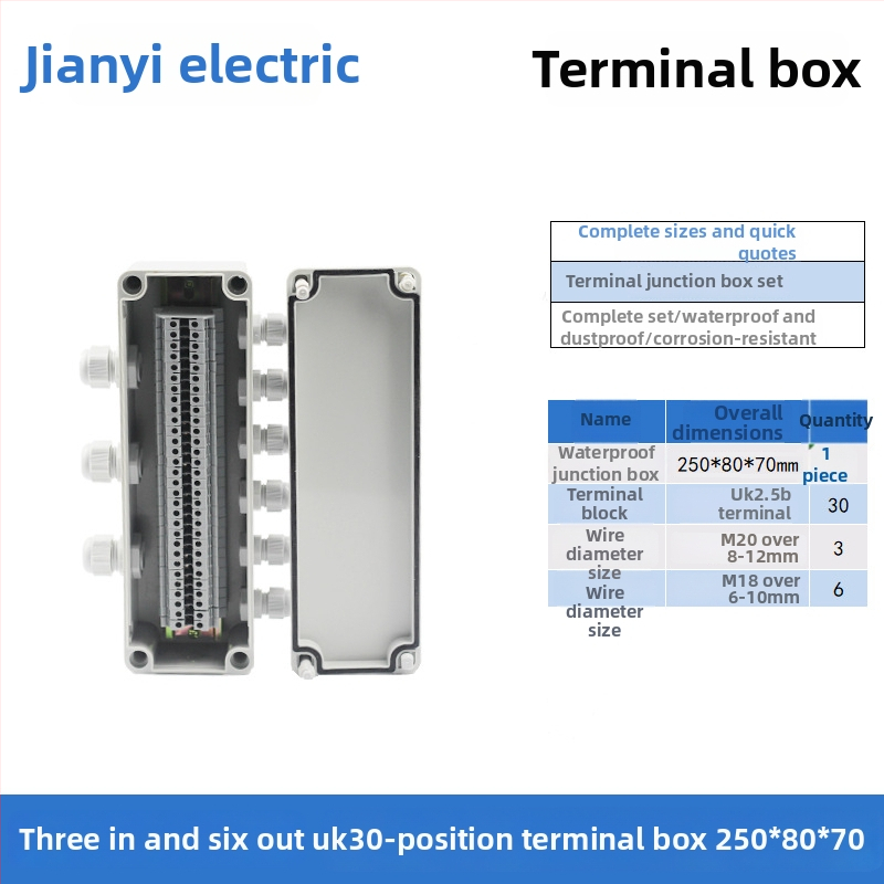 Plastikust välistingimustes kasutatav veekindel ühenduskast terminaliga, kabelite läbiviimiseks, montaaži kinnitustega, ABS