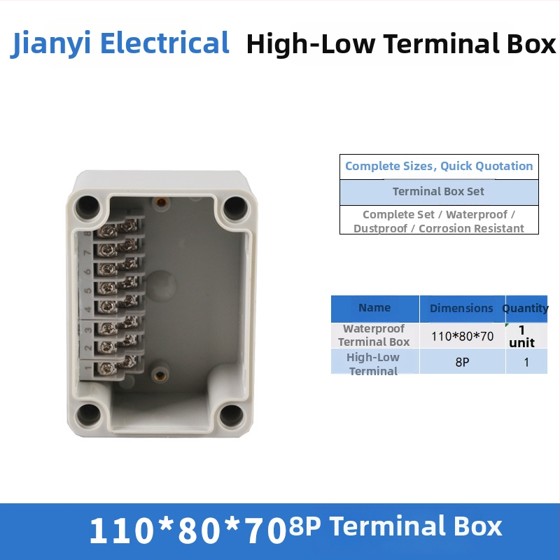 Plastikust välistingimustes kasutatav veekindel ühenduskast terminaliga, kabelite läbiviimiseks, montaaži kinnitustega, ABS