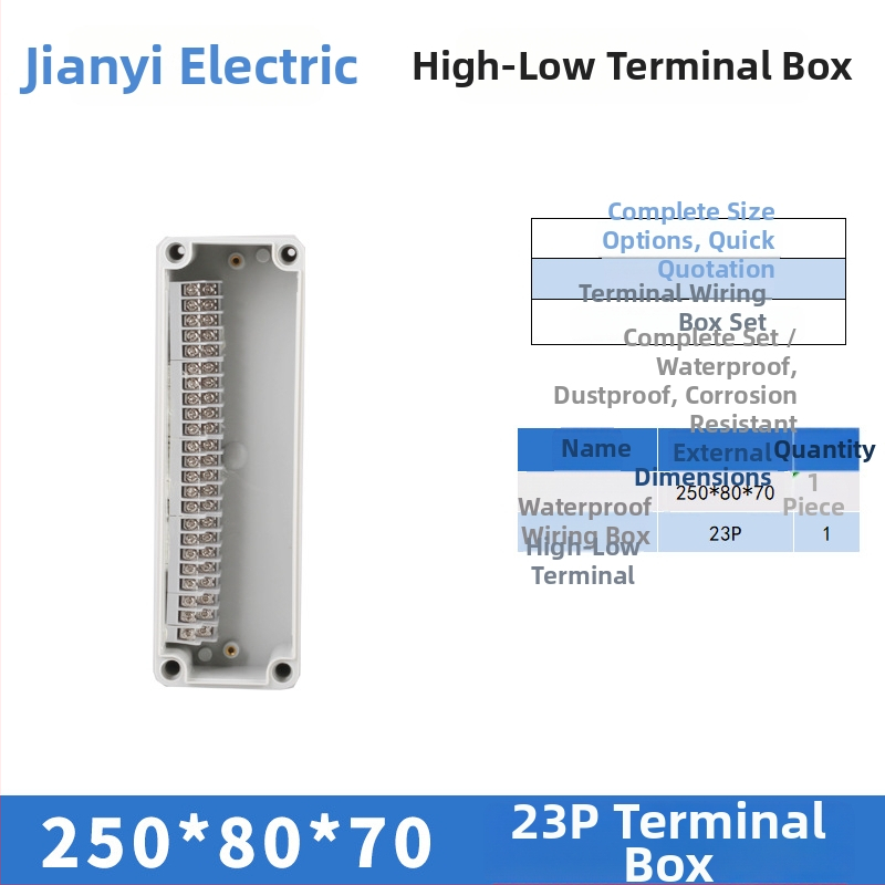 Plastikust välistingimustes kasutatav veekindel ühenduskast terminaliga, kabelite läbiviimiseks, montaaži kinnitustega, ABS