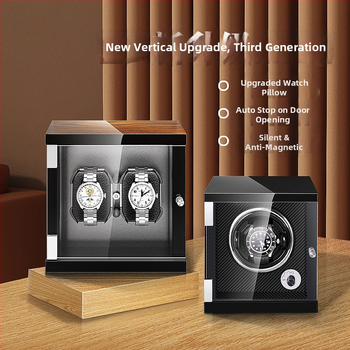 Κουτί περιστροφής ρολογιών με μοτέρ, από πεύκο υψηλής πυκνότητας και PU δέρμα, φινίρισμα πιάνου, μοντέλα 1+0–9+0, κατάλληλο για δώρο περιτύλιγμα κοσμημάτων
