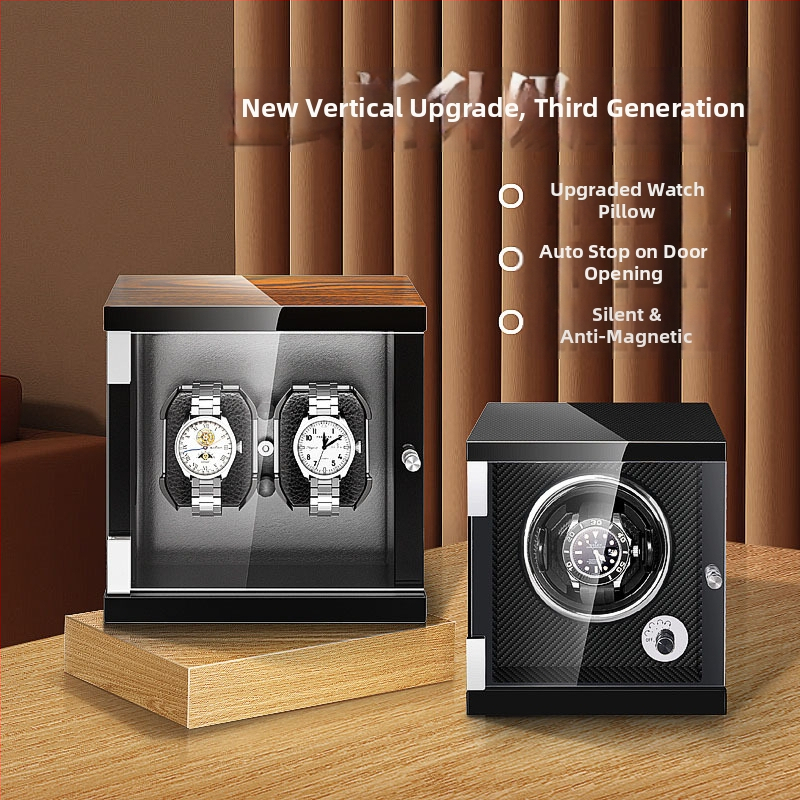 Κουτί περιστροφής ρολογιών με μοτέρ, από πεύκο υψηλής πυκνότητας και PU δέρμα, φινίρισμα πιάνου, μοντέλα 1+0–9+0, κατάλληλο για δώρο περιτύλιγμα κοσμημάτων