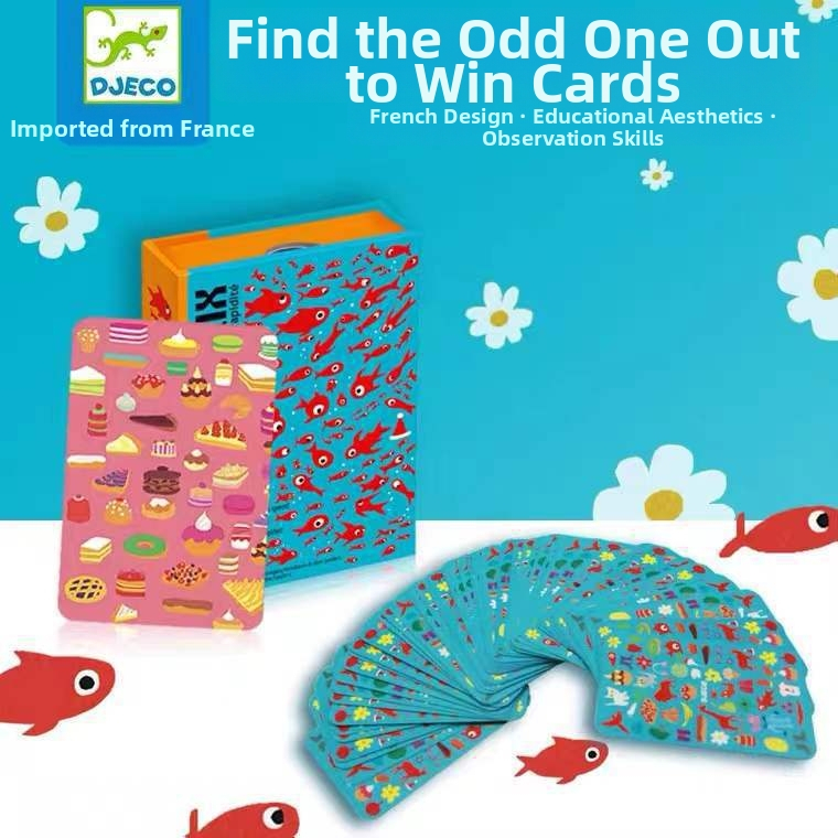 Djeco kartu galda spēle ar loģisku domāšanu un dzīvnieku tērēšanās tēmu — materiāli: plastmasa un papīrs; vecums 4–14 gadi; veicina intelektuālo attīstību, roku darbību un interaktīvu spēli.