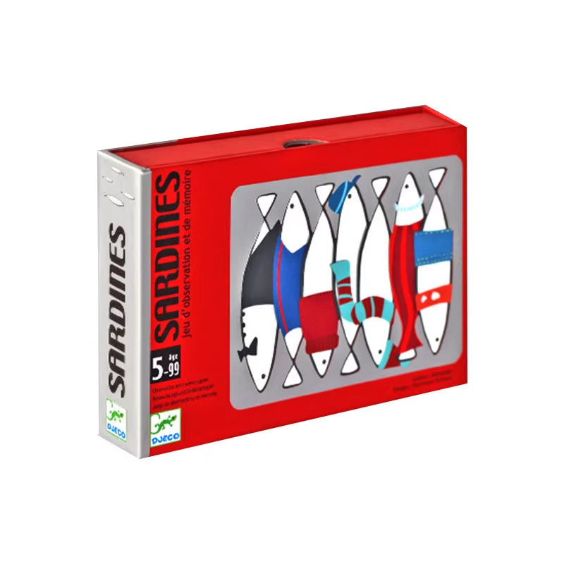 Djeco kartu galda spēle ar loģisku domāšanu un dzīvnieku tērēšanās tēmu — materiāli: plastmasa un papīrs; vecums 4–14 gadi; veicina intelektuālo attīstību, roku darbību un interaktīvu spēli.