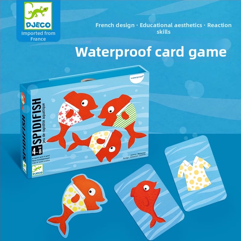 Djeco kartu galda spēle ar loģisku domāšanu un dzīvnieku tērēšanās tēmu — materiāli: plastmasa un papīrs; vecums 4–14 gadi; veicina intelektuālo attīstību, roku darbību un interaktīvu spēli.