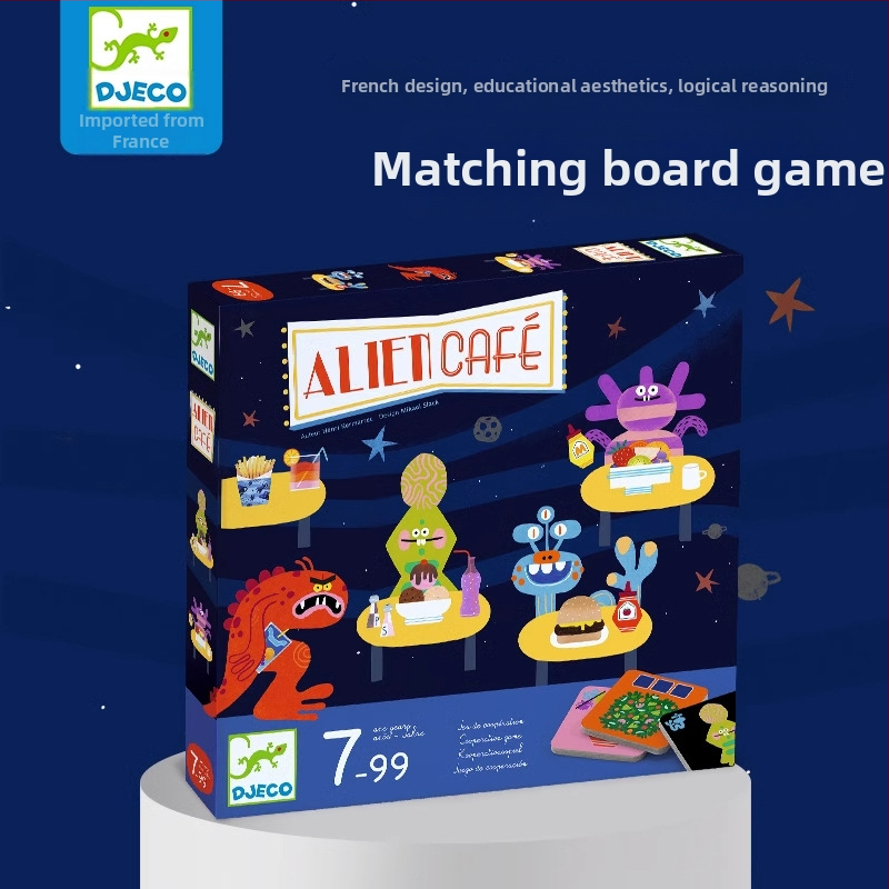 Djeco kartu galda spēle ar loģisku domāšanu un dzīvnieku tērēšanās tēmu — materiāli: plastmasa un papīrs; vecums 4–14 gadi; veicina intelektuālo attīstību, roku darbību un interaktīvu spēli.