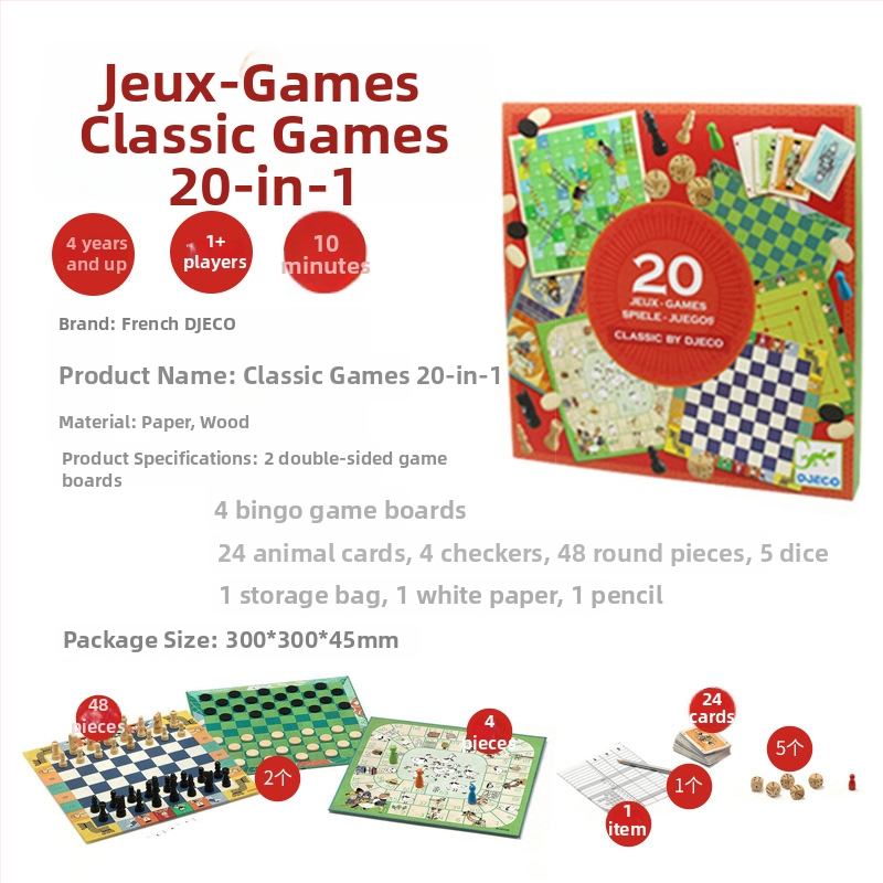 Djeco kartu galda spēle ar loģisku domāšanu un dzīvnieku tērēšanās tēmu — materiāli: plastmasa un papīrs; vecums 4–14 gadi; veicina intelektuālo attīstību, roku darbību un interaktīvu spēli.