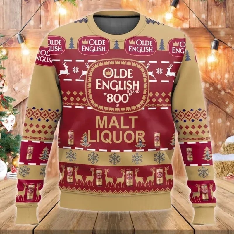 Vīriešu 3D pilnp print mikina ar apļu kaklu, raglan piedurknēm, 96% poliesters, 180–250 g, brīvs piegriezums, jacquard adījums, Ziemassvētku raksts