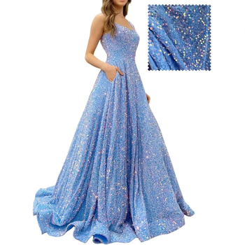 Hosszú A-vonalú flitteres estélyi ruha – poliészter, karcsú siluett, középső derék, pántos nyakvonal, ujj 3/4