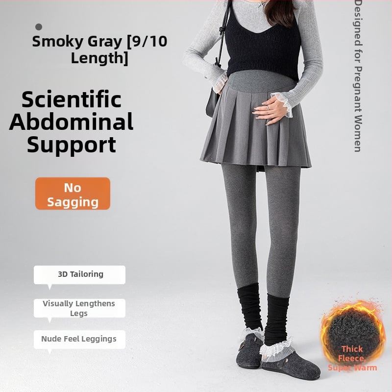 Κολάν εγκυμοσύνης για χειμώνα με φλίς επένδυση, ύφασμα βαμβάκι-νίλον, κατακόρυφες ρίγες, μήκος 9/10, εφαρμογή slim