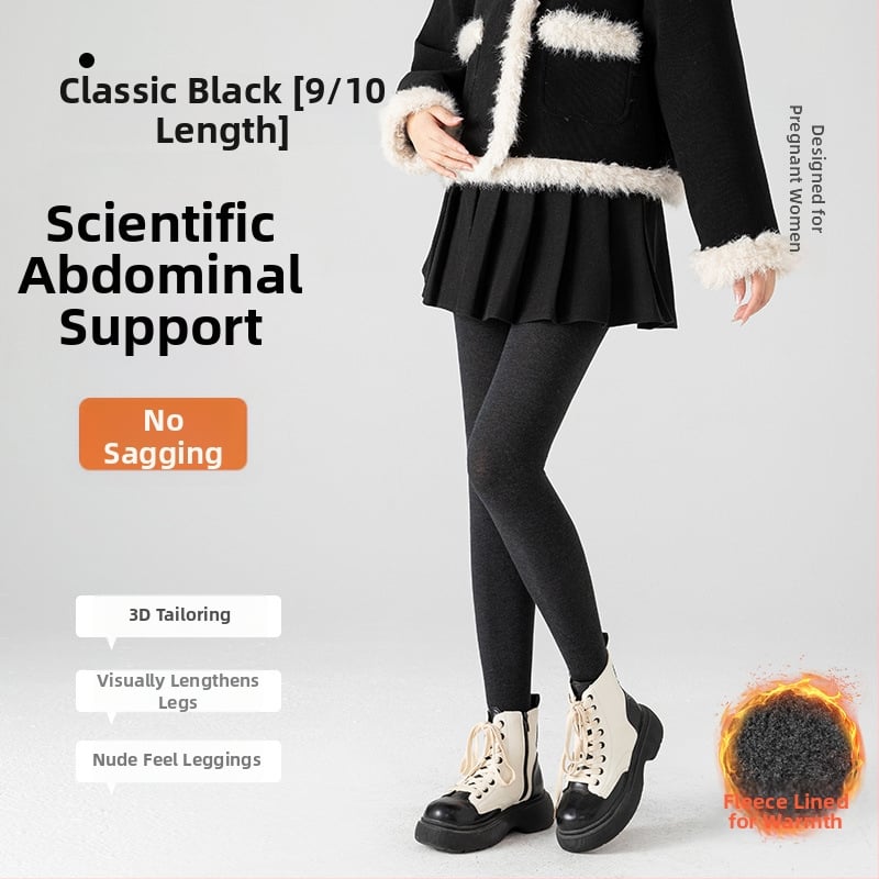 Κολάν εγκυμοσύνης για χειμώνα με φλίς επένδυση, ύφασμα βαμβάκι-νίλον, κατακόρυφες ρίγες, μήκος 9/10, εφαρμογή slim