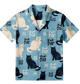 Muška košulja s 3D digitalnim printom, poliester tkanina, kratki rukavi, ležerni kroj, rever ovratnik