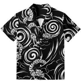 Muška košulja s 3D digitalnim printom, poliester tkanina, kratki rukavi, ležerni kroj, rever ovratnik