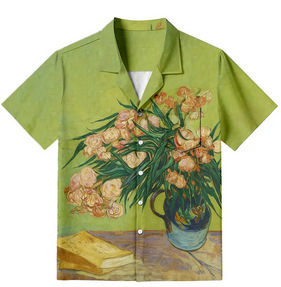 Muška košulja s 3D digitalnim printom, poliester tkanina, kratki rukavi, ležerni kroj, rever ovratnik