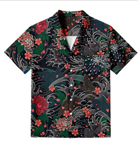 Muška košulja s 3D digitalnim printom, poliester tkanina, kratki rukavi, ležerni kroj, rever ovratnik