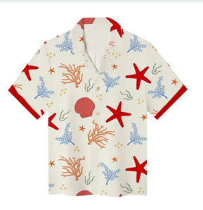 Muška košulja s 3D digitalnim printom, poliester tkanina, kratki rukavi, ležerni kroj, rever ovratnik