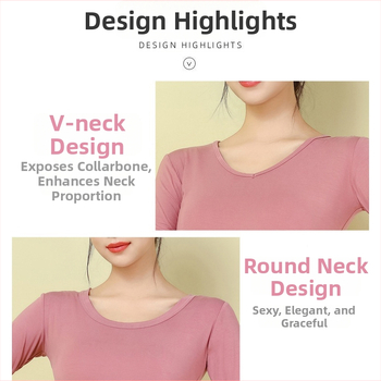 Moterų šiuolaikinio šokio topas – ilgomis rankovėmis, siauras kirpimas, modalinis audinys 95%