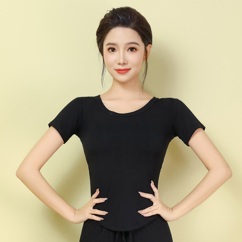 Moterų šiuolaikinio šokio topas – ilgomis rankovėmis, siauras kirpimas, modalinis audinys 95%