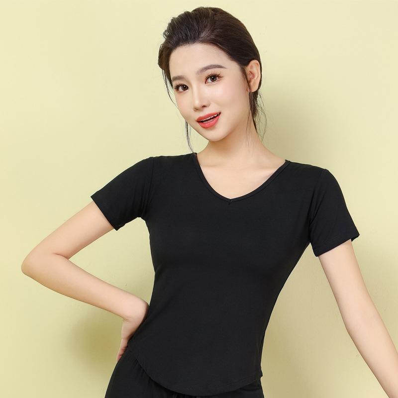 Moterų šiuolaikinio šokio topas – ilgomis rankovėmis, siauras kirpimas, modalinis audinys 95%