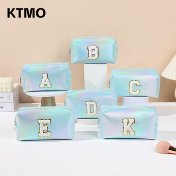 PU siuvinėta kosmetinė su didele talpa, nešiojama kelioninė kosmetinė moterims