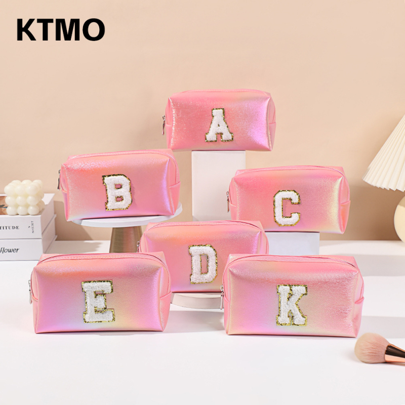 PU siuvinėta kosmetinė su didele talpa, nešiojama kelioninė kosmetinė moterims