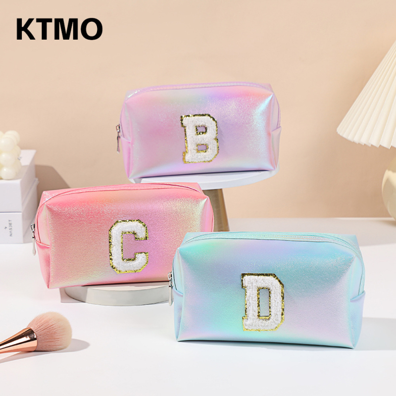PU siuvinėta kosmetinė su didele talpa, nešiojama kelioninė kosmetinė moterims