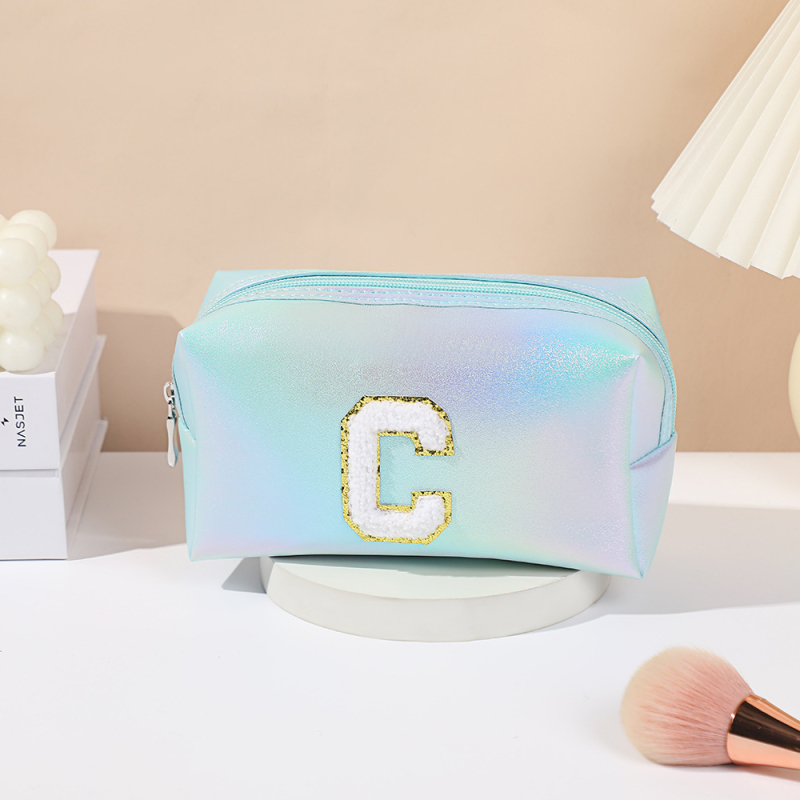 PU siuvinėta kosmetinė su didele talpa, nešiojama kelioninė kosmetinė moterims