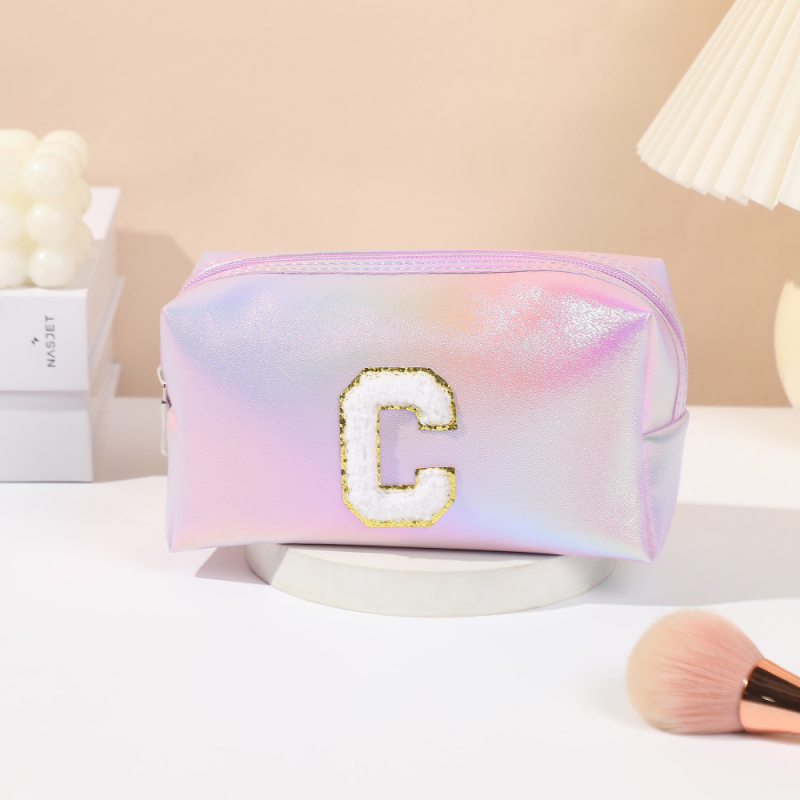 PU siuvinėta kosmetinė su didele talpa, nešiojama kelioninė kosmetinė moterims