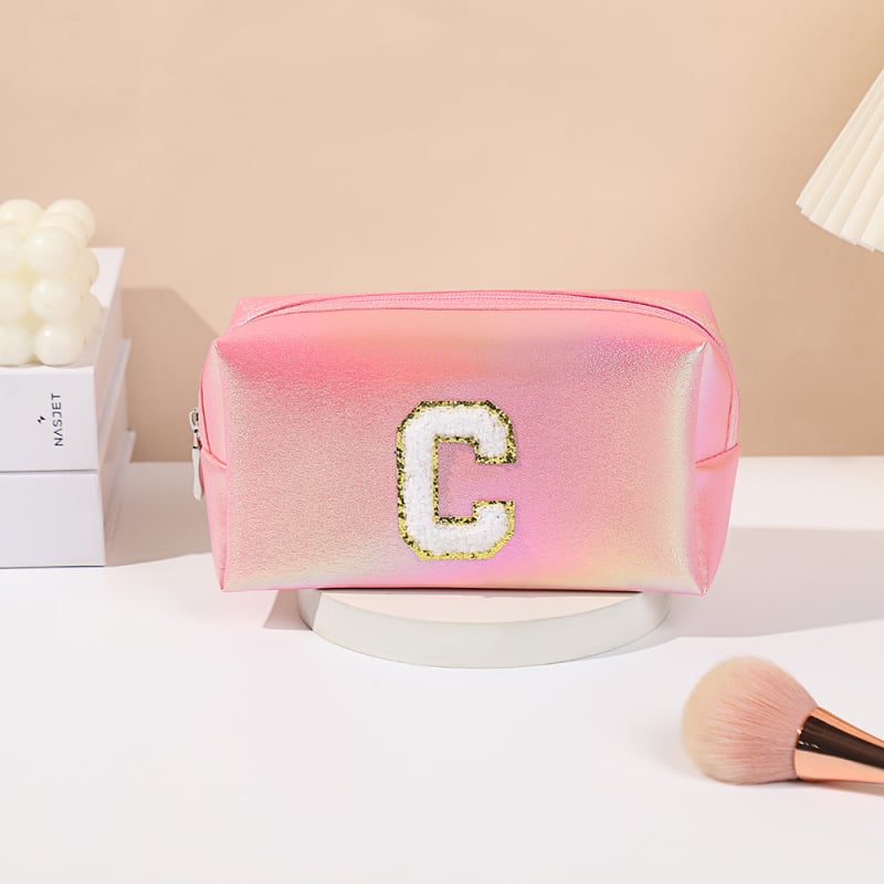 PU siuvinėta kosmetinė su didele talpa, nešiojama kelioninė kosmetinė moterims