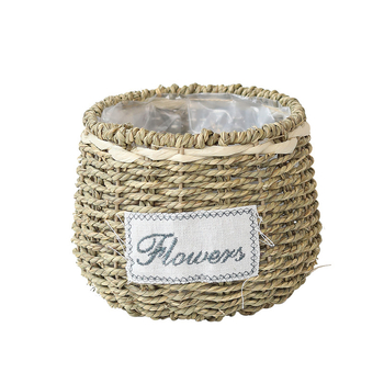 Virágcserép növényi rostokból, kézzel szőtt, biológiailag lebomló, pasztorális stílus