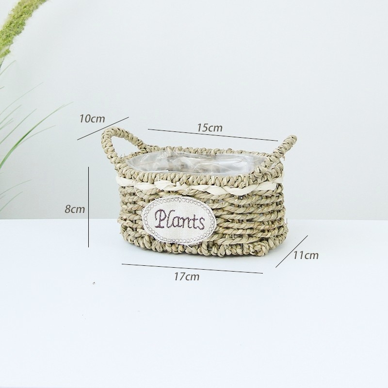 Virágcserép növényi rostokból, kézzel szőtt, biológiailag lebomló, pasztorális stílus