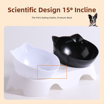 Luu kujuline kahekordne kauss lemmikloomadele, automaatne joomine ja toitumine, kaela kaitse, kaldu suu, plastik kauss
