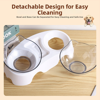 Luu kujuline kahekordne kauss lemmikloomadele, automaatne joomine ja toitumine, kaela kaitse, kaldu suu, plastik kauss