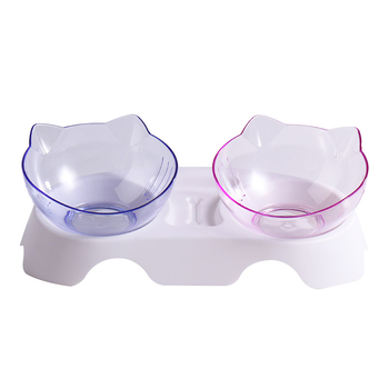 Luu kujuline kahekordne kauss lemmikloomadele, automaatne joomine ja toitumine, kaela kaitse, kaldu suu, plastik kauss