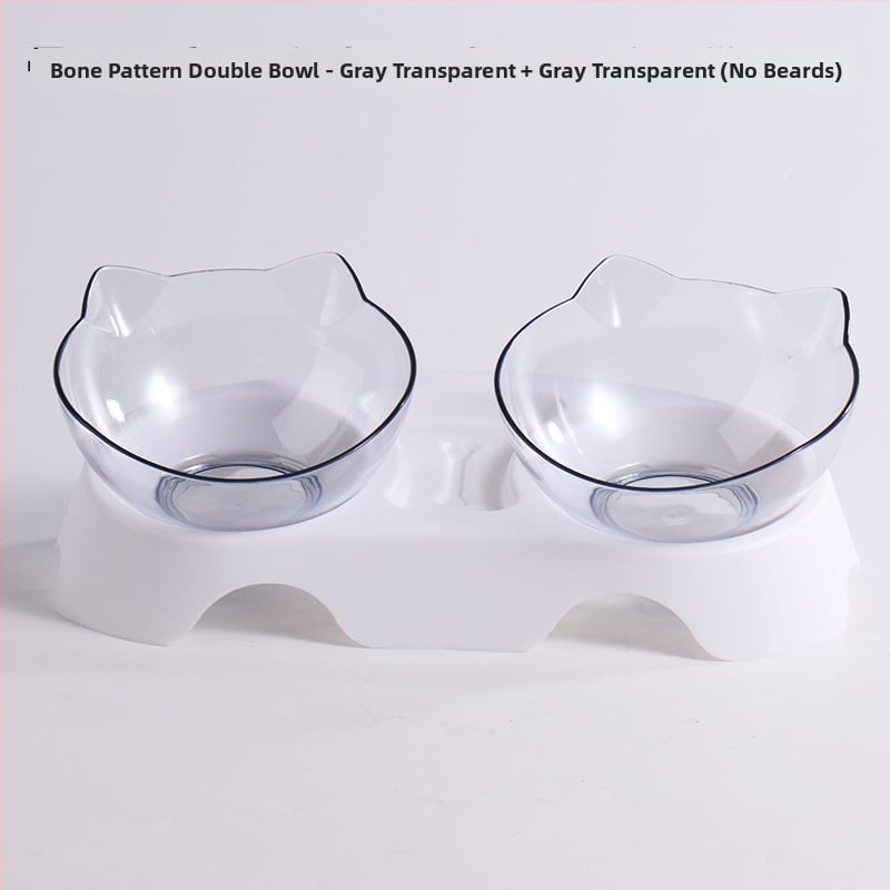 Luu kujuline kahekordne kauss lemmikloomadele, automaatne joomine ja toitumine, kaela kaitse, kaldu suu, plastik kauss