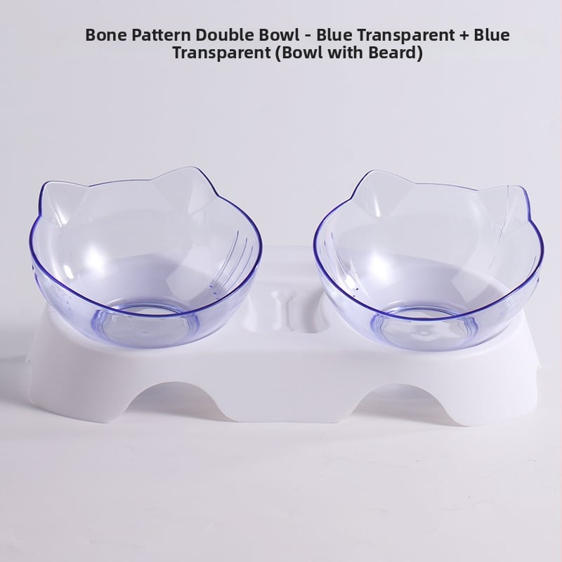 Luu kujuline kahekordne kauss lemmikloomadele, automaatne joomine ja toitumine, kaela kaitse, kaldu suu, plastik kauss