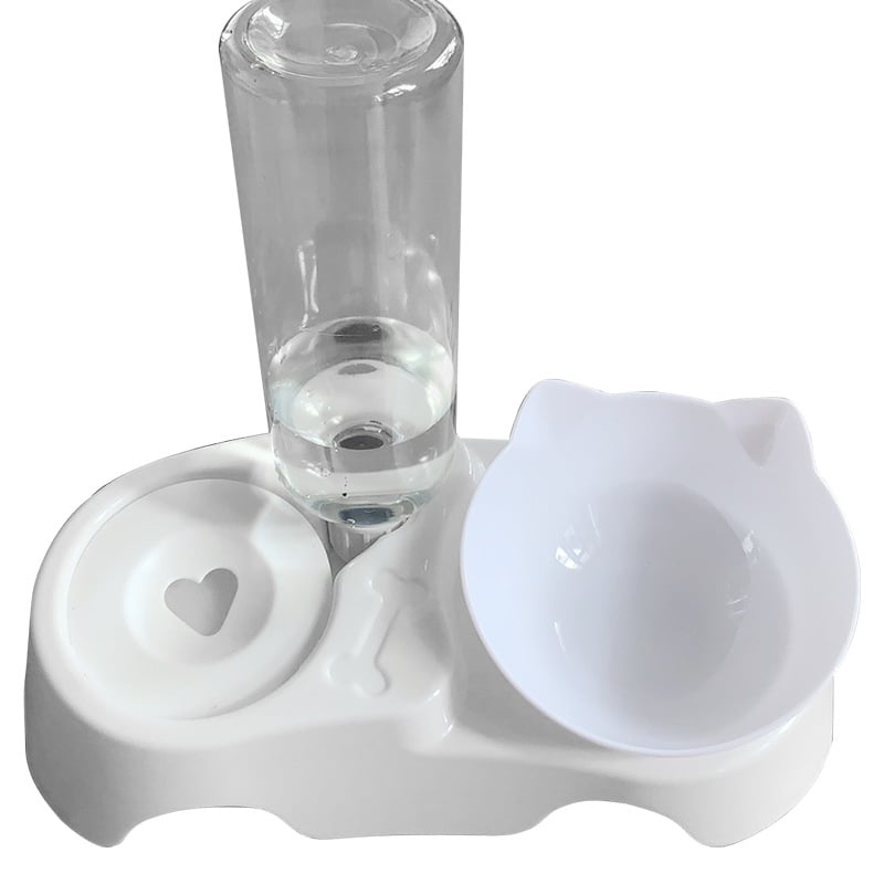 Luu kujuline kahekordne kauss lemmikloomadele, automaatne joomine ja toitumine, kaela kaitse, kaldu suu, plastik kauss