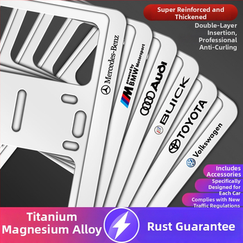 Ramă pentru plăcuța de înmatriculare din aliaj de aluminiu, personalizare logo (100+ opțiuni), compatibilă cu peste 100 de modele de mașini, procesare și personalizare disponibile