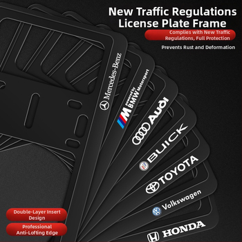 Ramă pentru plăcuța de înmatriculare din aliaj de aluminiu, personalizare logo (100+ opțiuni), compatibilă cu peste 100 de modele de mașini, procesare și personalizare disponibile