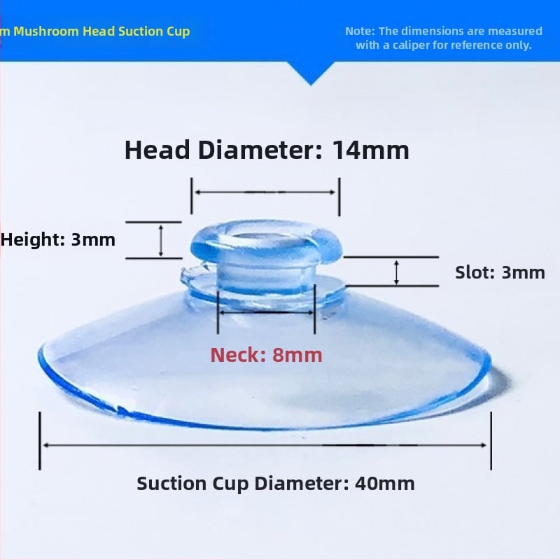 PVC siurbiamas kabliukas automobilio numerio plokštei su grybo galvute, skaidrus, kelių eilių kabliukų dizainas, maksimali apkrova 0–1 kg