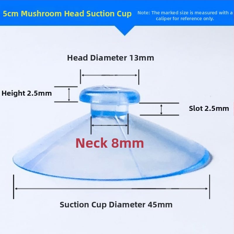 PVC siurbiamas kabliukas automobilio numerio plokštei su grybo galvute, skaidrus, kelių eilių kabliukų dizainas, maksimali apkrova 0–1 kg